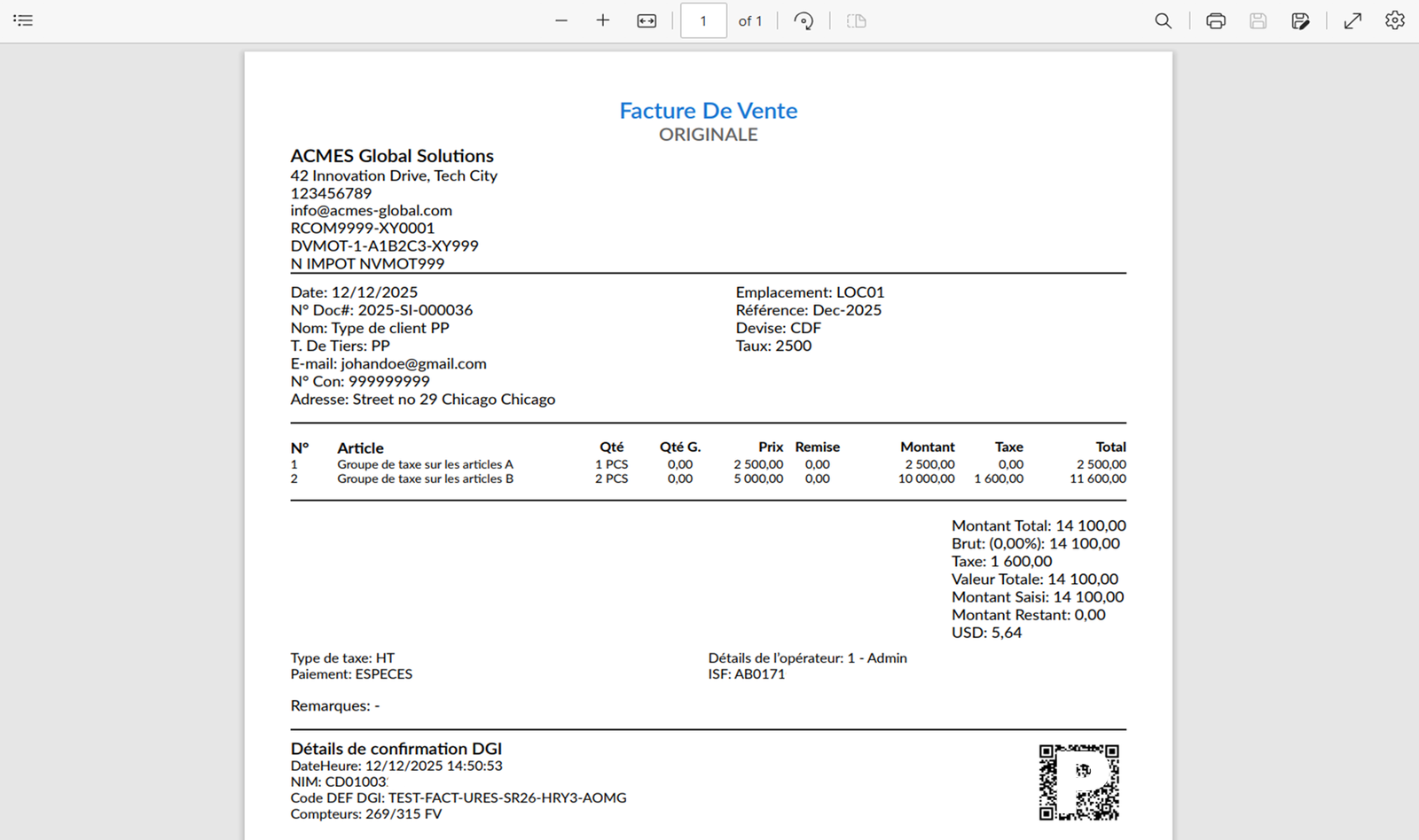 Profit Ease Pro Capture d'écran 11 - ProfitEasePro ERP - DRC Invoice Normalization