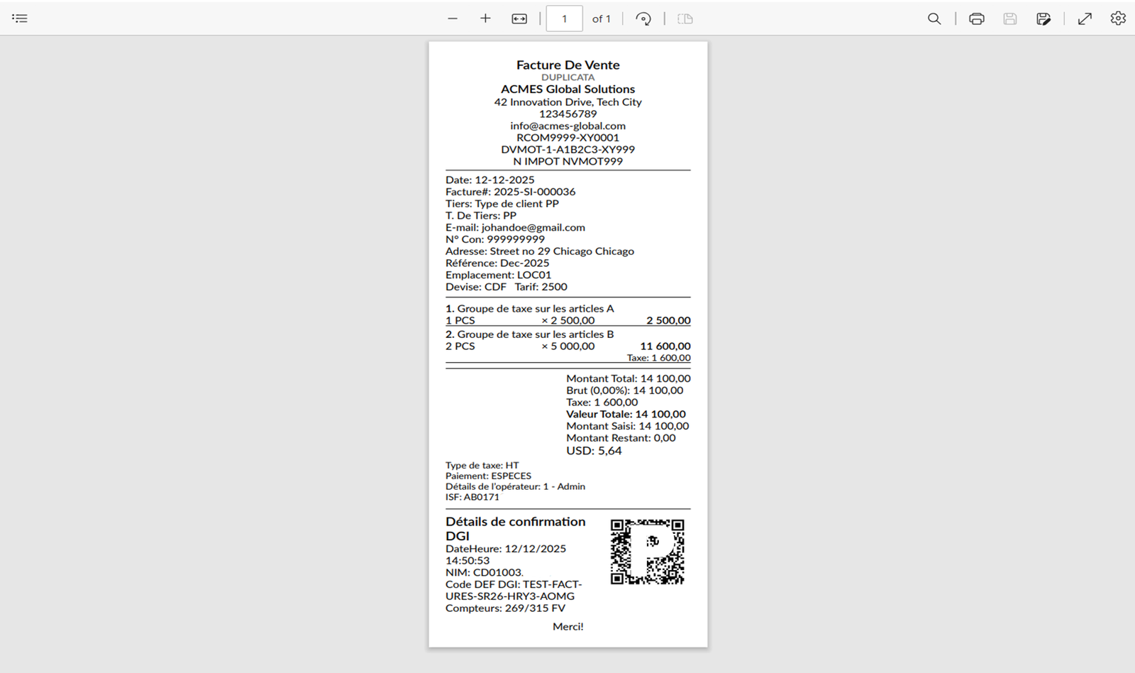 Profit Ease Pro Capture d'écran 13 - ProfitEasePro ERP - DRC Invoice Normalization