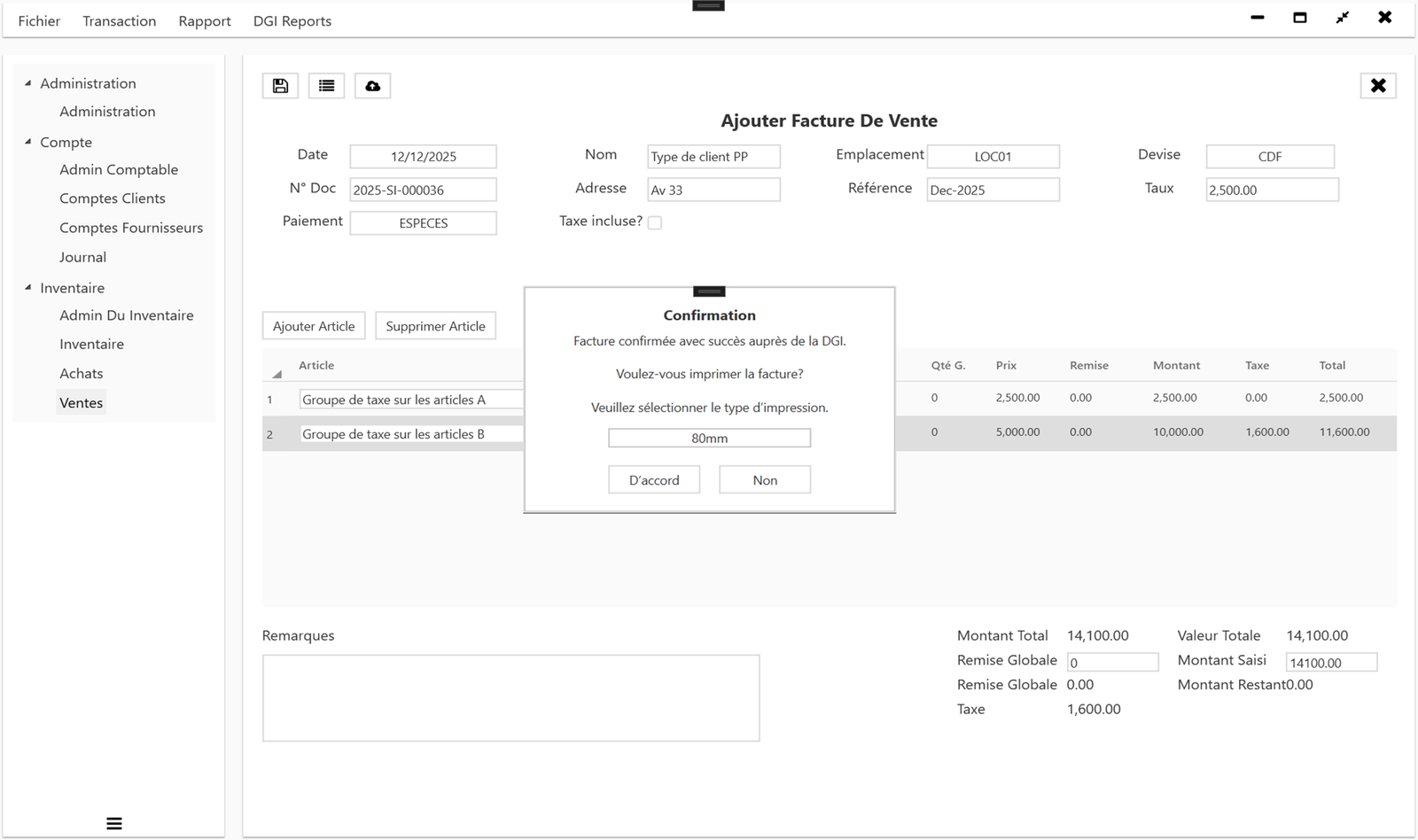 Profit Ease Pro Capture d'écran 9 - ProfitEasePro ERP - DRC Invoice Normalization